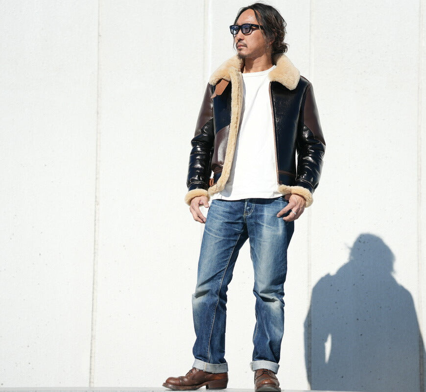 トイズマッコイ TOYS McCOY B-3 シープムートン レザー フライトジャケット DUO TONE デカール無し ホースハイド 馬革 TMJ2518 【2025年秋冬新作】