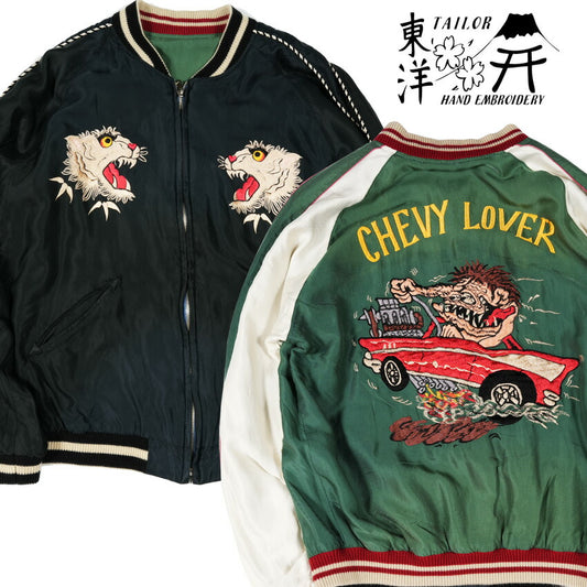 テーラー東洋 テイラー東洋 Tailor Toyo リバーシブル アセテート サテン スカジャン TIGER HEAD × CHEVY LOVER エイジングモデル ユーズド加工 刺繍 ジャケット TT15878-119 【2026年春夏新作】