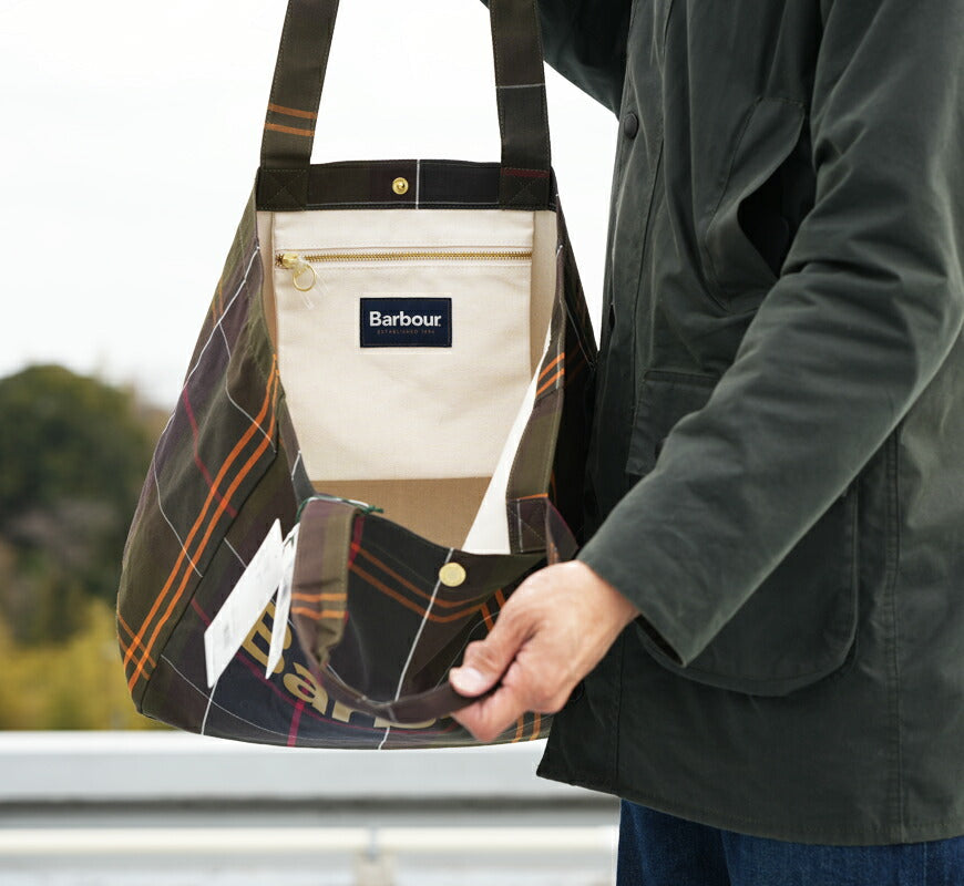 BarbourバブアーTelfieldタータンチェックロゴトートバッグバーブァーバブワーUBA0751【2025年秋冬新作】