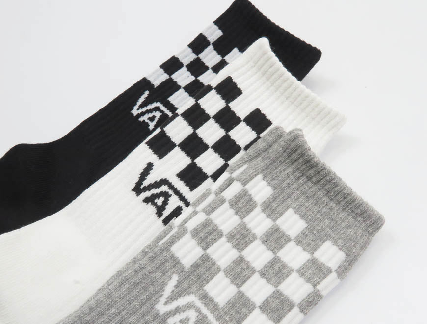 VANS バンズ クラシックチェック クルーソックス BLACK / WHITE / GRAY 3足セット ヴァンズ VN000QBUY28