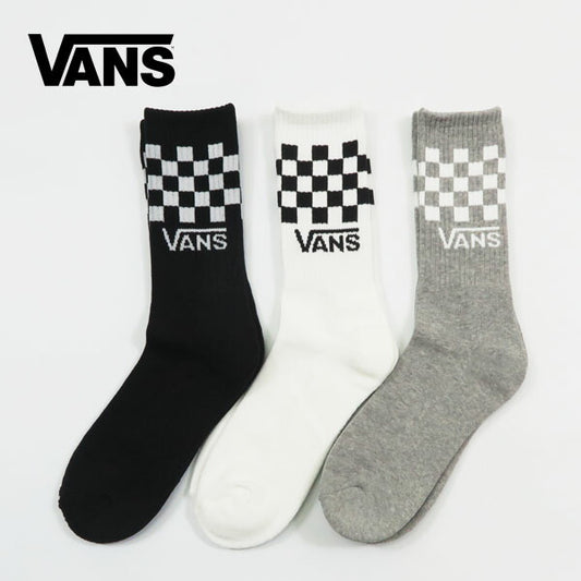 VANS バンズ クラシックチェック クルーソックス BLACK / WHITE / GRAY 3足セット ヴァンズ VN000QBUY28