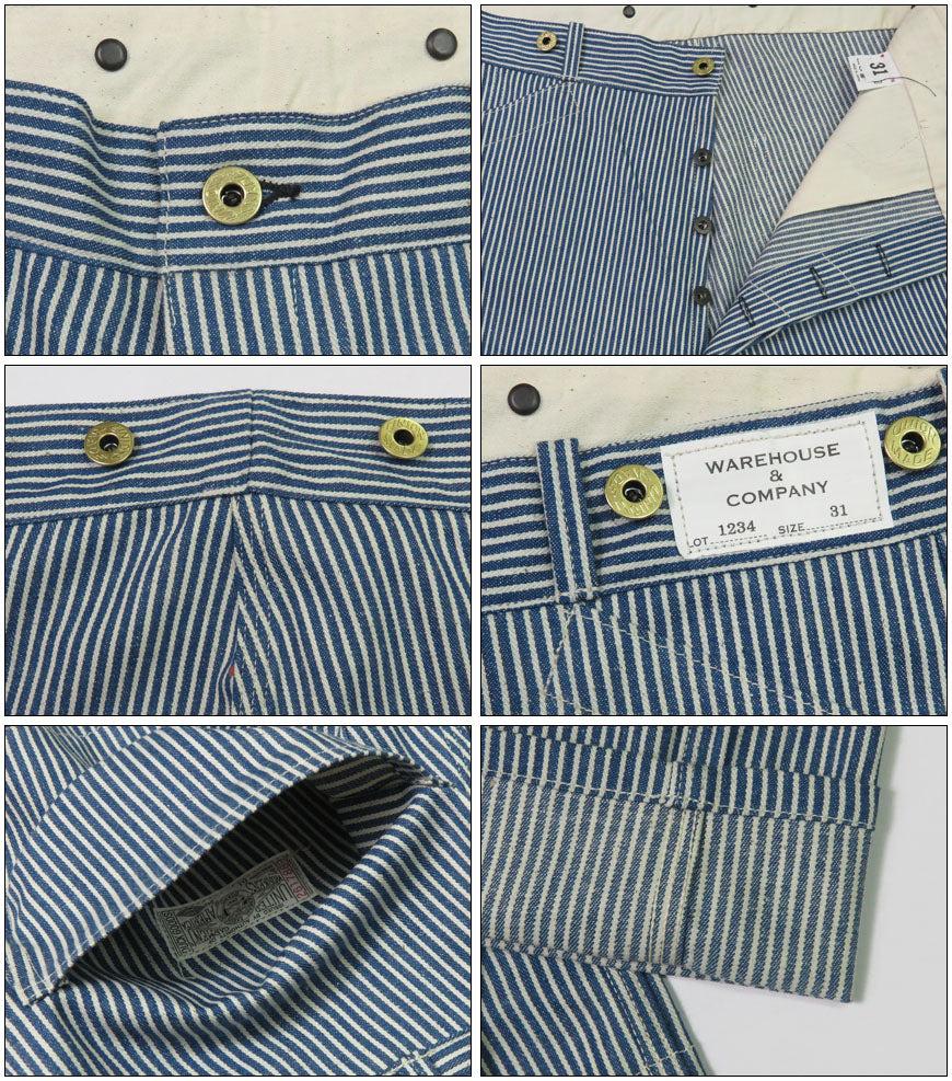 ウェアハウス WAREHOUSE Lot.1234 1920’S FREE LAND WAIST OVERALL ヒッコリーストライプ ワークパンツ 【2025年春夏新作】