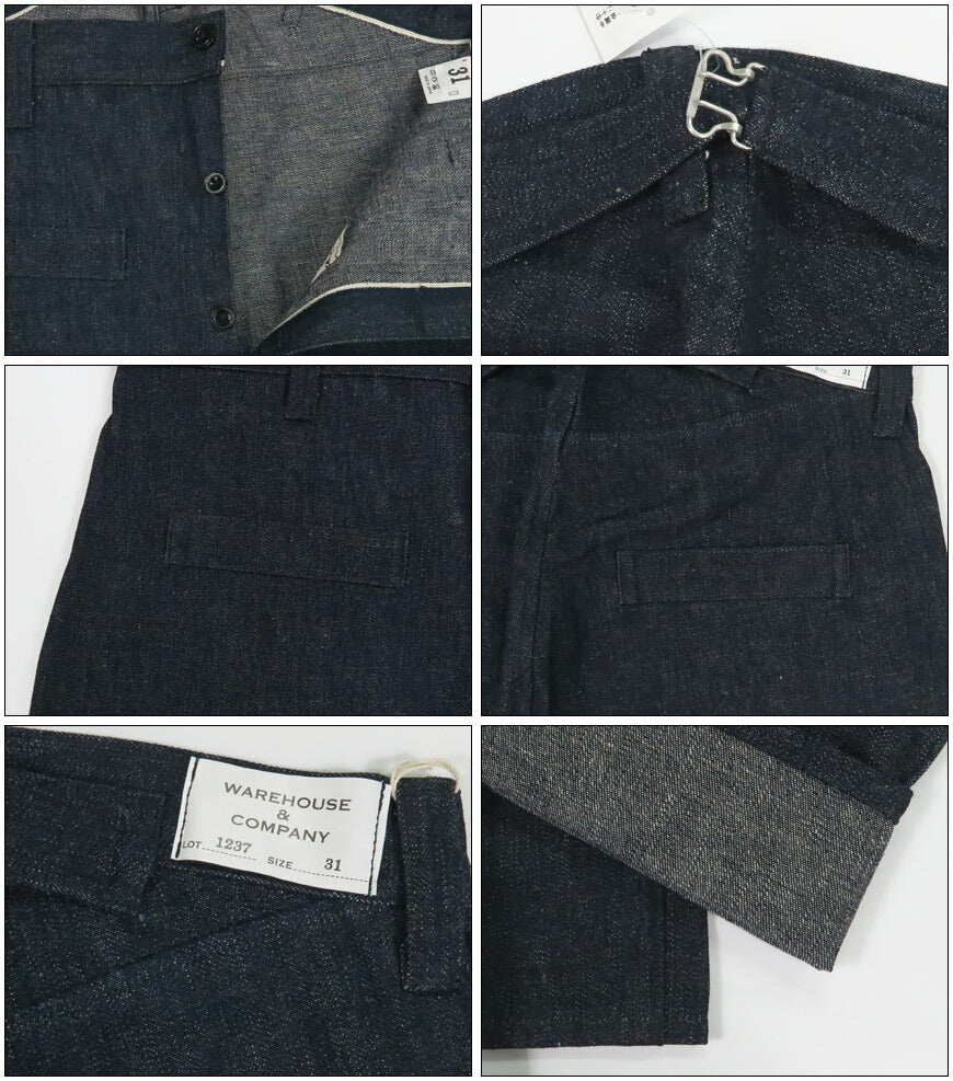 ウェアハウス WAREHOUSE Lot.1237 1900’S INDIGO BLUE and WHITE CHECK WAIST OVERALL デニム ワークパンツ 【2025年秋冬新作】