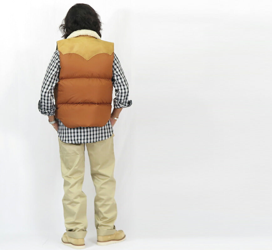 ウェアハウス WAREHOUSE ロッキーマウンテン フェザーベッド ROCKY MOUNTAIN FEATHERBED リップストップナイロン クリスティ ダウンベスト ホースハイド レザーヨーク NYLON DOWN VEST ホワイトダックダウン WH2222 【2024-25年秋冬新作】