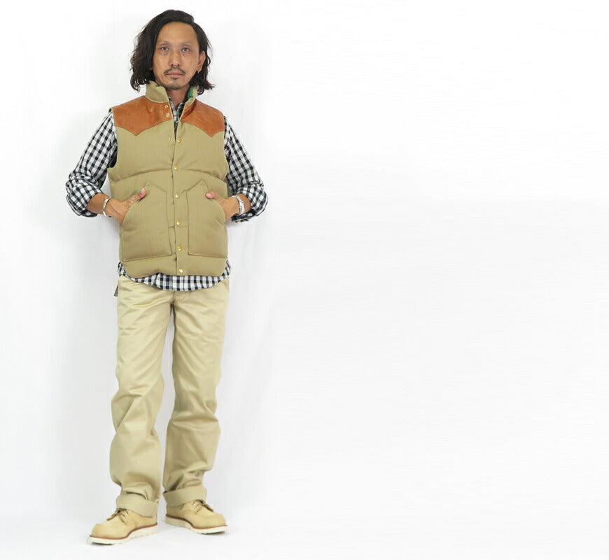 ウェアハウス WAREHOUSE ロッキーマウンテン フェザーベッド ROCKY MOUNTAIN FEATHERBED コットンキャンバス ダウンベスト ホースハイド レザーヨーク NYLON DOWN VEST ホワイトダックダウン WH2223 【2024-25年秋冬新作】