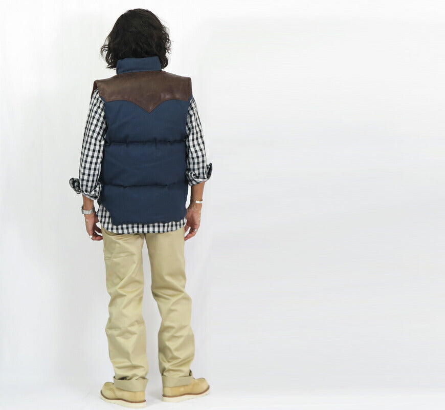 ウェアハウス WAREHOUSE ロッキーマウンテン フェザーベッド ROCKY MOUNTAIN FEATHERBED コットンキャンバス ダウンベスト ホースハイド レザーヨーク NYLON DOWN VEST ホワイトダックダウン WH2223 【2024-25年秋冬新作】