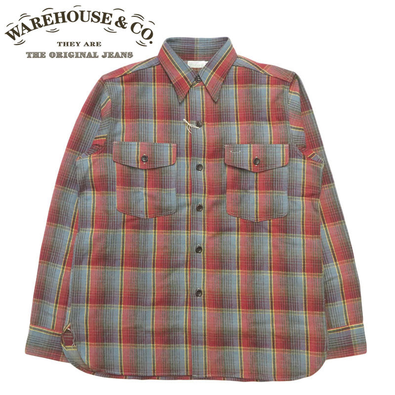 ウェアハウス WAREHOUSE Lot 3022 チェック柄 チンストラップ 長袖 フランネル シャツ G柄 【2025年秋冬新作】