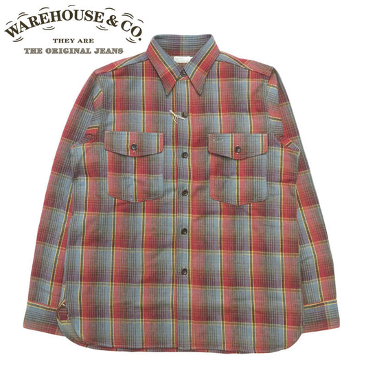 ウェアハウス WAREHOUSE Lot 3022 チェック柄 チンストラップ 長袖 フランネル シャツ G柄 【2025年秋冬新作】