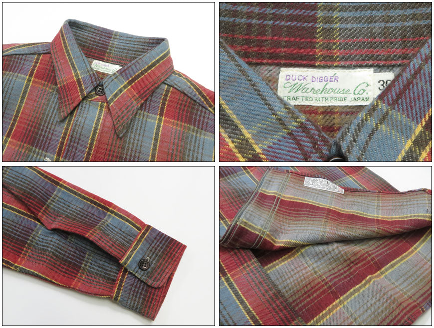 ウェアハウス WAREHOUSE Lot 3022 チェック柄 チンストラップ 長袖 フランネル シャツ G柄