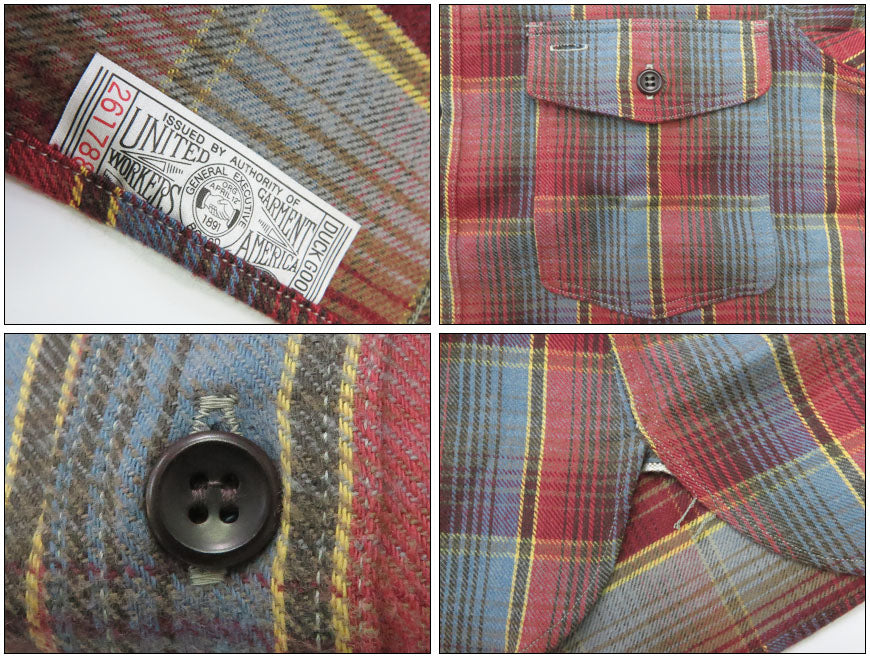 ウェアハウス WAREHOUSE Lot 3022 チェック柄 チンストラップ 長袖 フランネル シャツ G柄