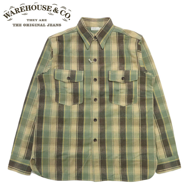 ウェアハウス WAREHOUSE Lot 3022 チェック柄 チンストラップ 長袖 フランネル シャツ H柄 【2025年秋冬新作】