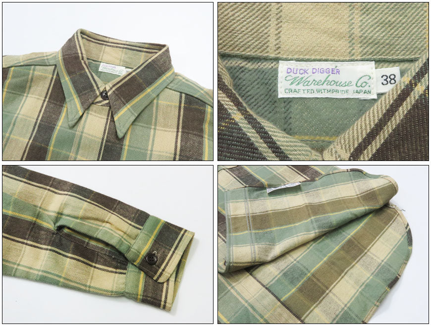 ウェアハウス WAREHOUSE Lot 3022 チェック柄 チンストラップ 長袖 フランネル シャツ H柄