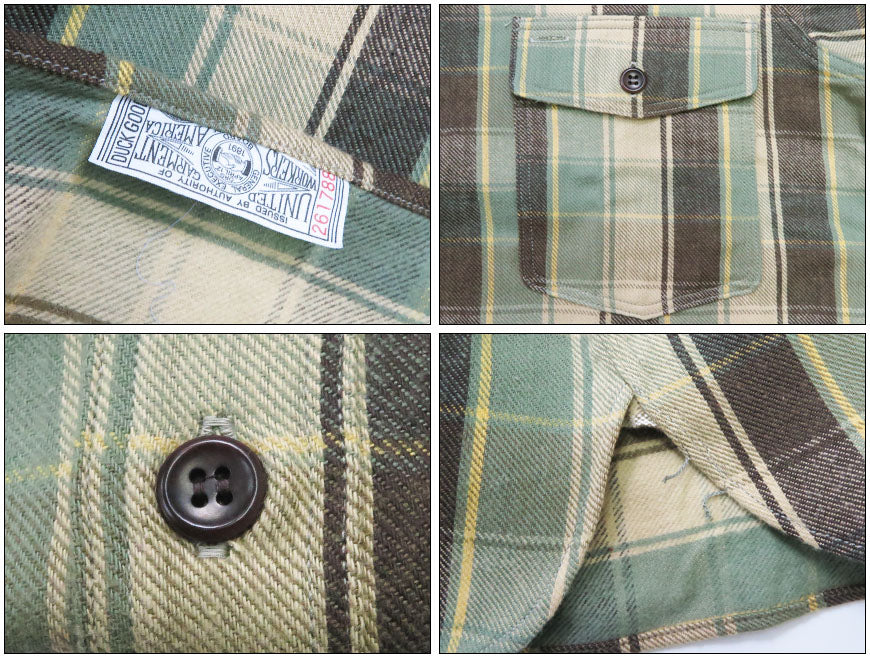 ウェアハウス WAREHOUSE Lot 3022 チェック柄 チンストラップ 長袖 フランネル シャツ H柄