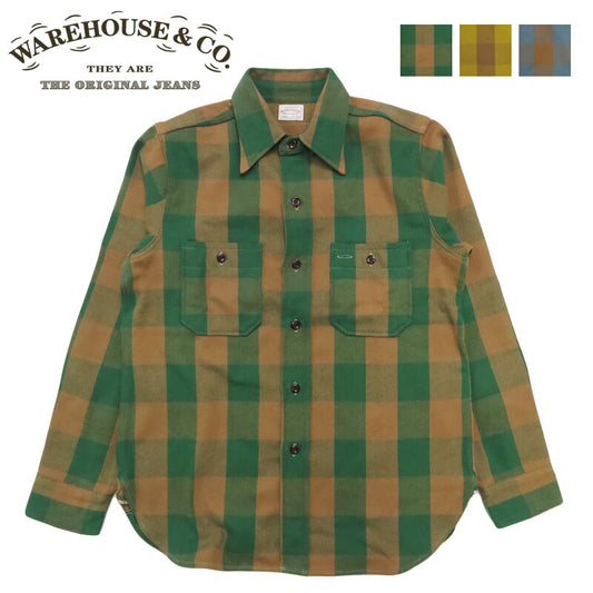 ウェアハウス WAREHOUSE Lot 3104 チェック柄 長袖 フランネル シャツ A柄 【2025年秋冬新作】
