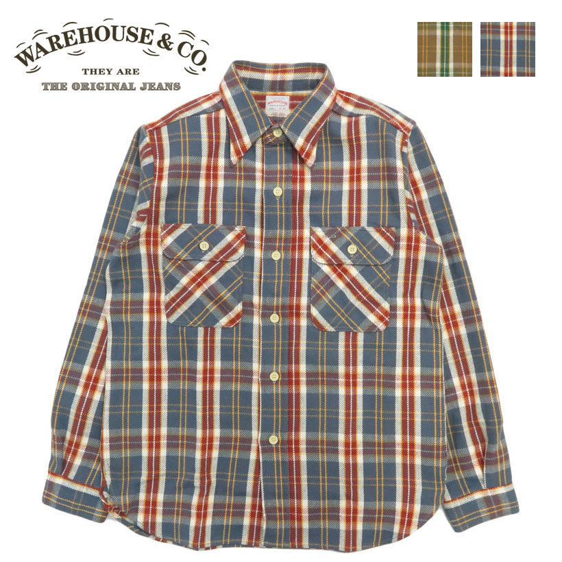 WAREHOUSE Lot 3104 Plaid Long Sleeve Flannel Shirt F-pattern