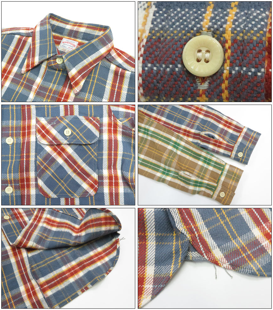 ウェアハウス WAREHOUSE Lot 3104 チェック柄 長袖 フランネル シャツ F柄 【2025年秋冬新作】