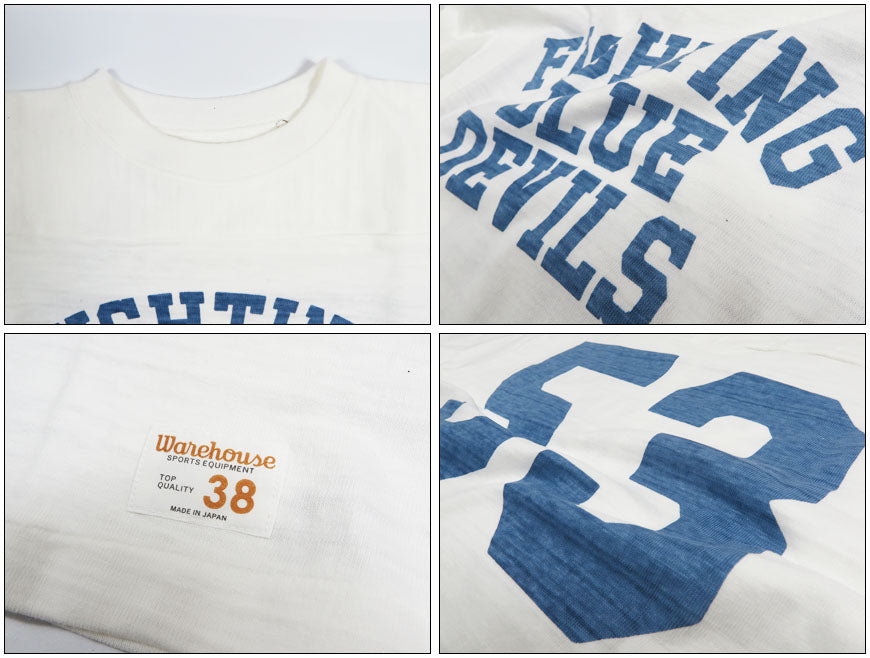 ウェアハウス WAREHOUSE Lot.4063 7分袖 Tシャツ フットボールBLUE DEVILS【2026年春夏新作】