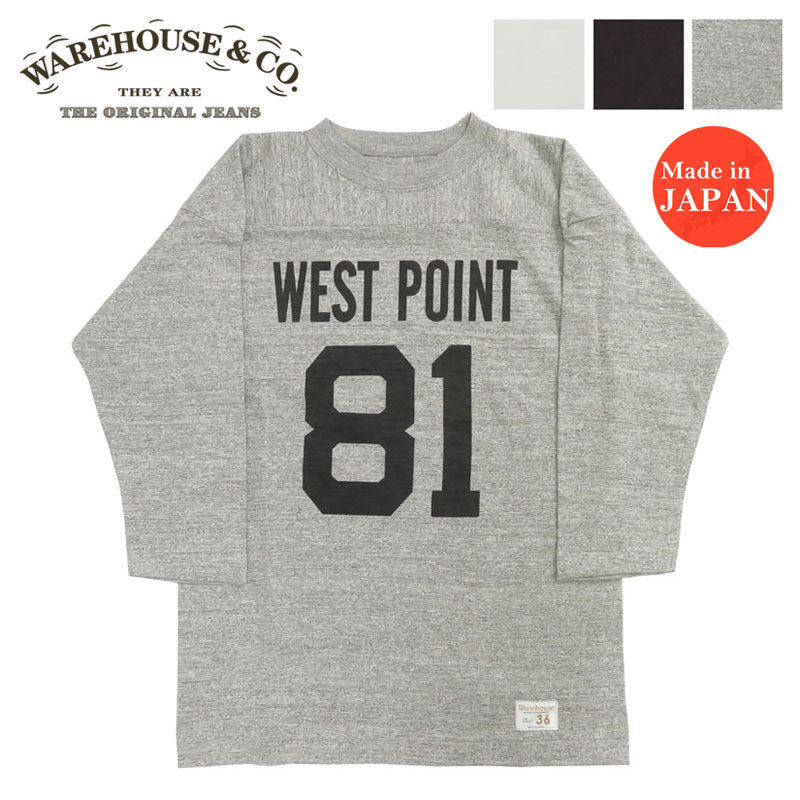 ウェアハウス WAREHOUSE 7分袖 Tシャツ フットボール "WEST POINT" WH4063【2024-25年秋冬新作】
