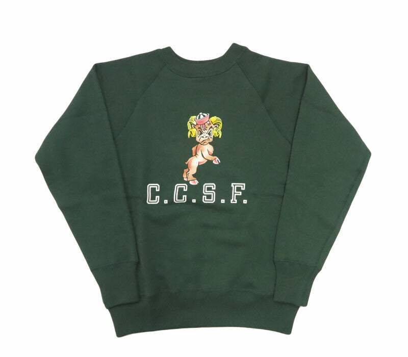 ウェアハウス WAREHOUSE 長袖 ラグランスリーブ  クルーネック スウェット フロッキープリント C.C.S.F. Lot.409 【2025年秋冬新作】