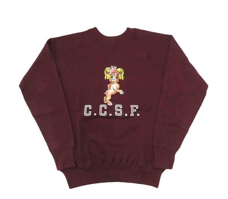 ウェアハウス WAREHOUSE 長袖 ラグランスリーブ  クルーネック スウェット フロッキープリント C.C.S.F. Lot.409 【2025年秋冬新作】