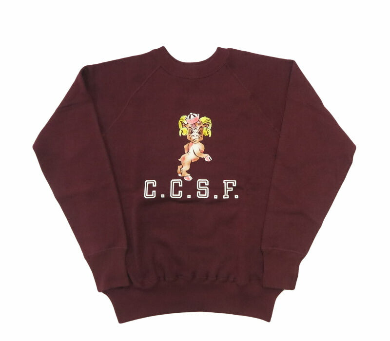 ウェアハウス WAREHOUSE 長袖 ラグランスリーブ  クルーネック スウェット フロッキープリント C.C.S.F. Lot.409 【2025年秋冬新作】