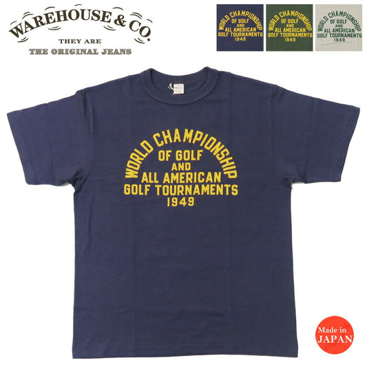 ウェアハウス WAREHOUSE プリント 半袖 Tシャツ MILITARY ACADEMY シャドーボーダー ローゲージ編み WH4601【2025年春夏新作】