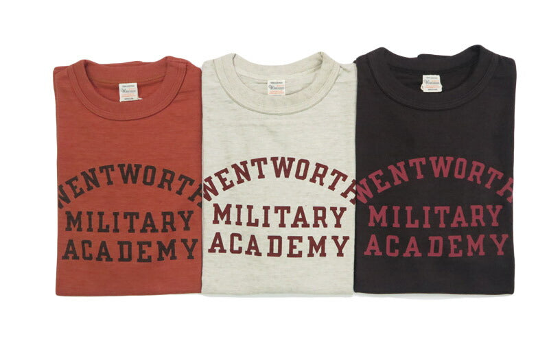 ウェアハウス WAREHOUSE プリント 半袖 Tシャツ MILITARY ACADEMY シャドーボーダー ローゲージ編み WH4601【2025年春夏新作】