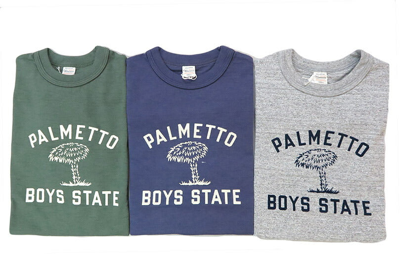 ウェアハウス WAREHOUSE フロッキー プリント 半袖 Tシャツ "PALMETTO BOYS STATE" シャドーボーダー ローゲージ編み WH4601【2025年春夏新作】