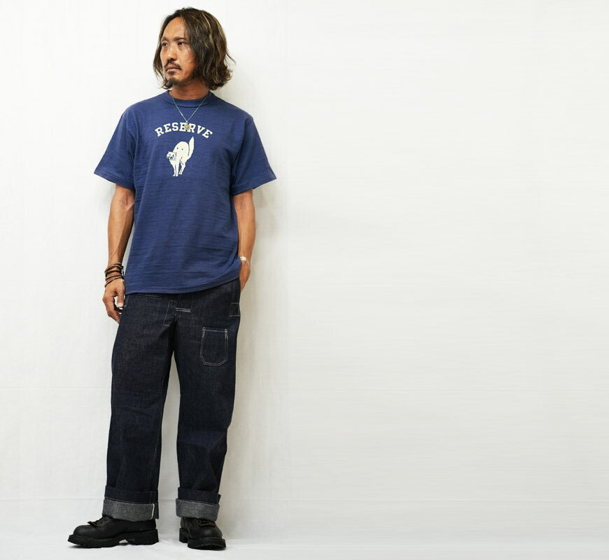 ウェアハウス WAREHOUSE フロッキープリント 半袖 Tシャツ RESERVE シャドーボーダー ローゲージ編み WH4601【2025年秋冬新作】