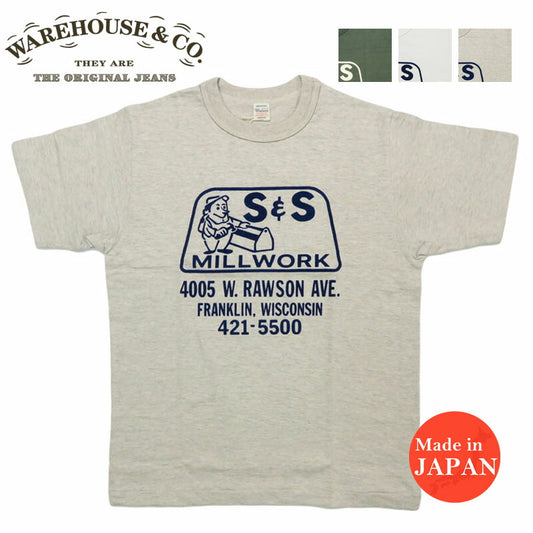 ウェアハウス WAREHOUSE フロッキープリント 半袖 Tシャツ S&S シャドーボーダー ローゲージ編み WH4601【2025年春夏新作】
