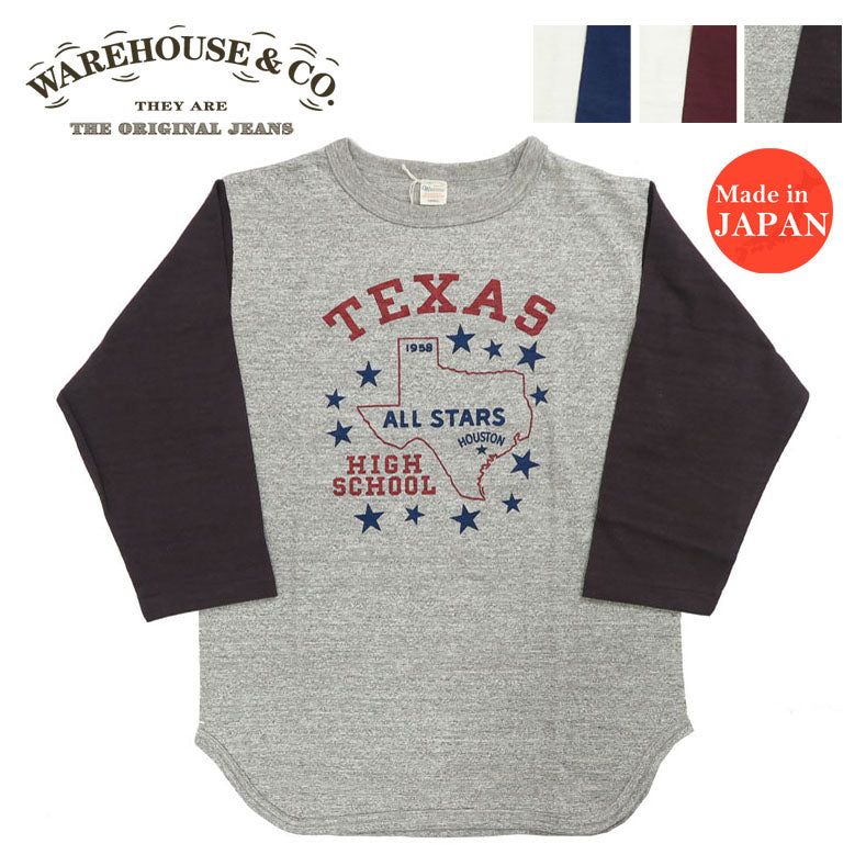 ウェアハウス WAREHOUSE 7分袖 Tシャツ ベースボール TEXAS WH4800【2024-25年秋冬新作】