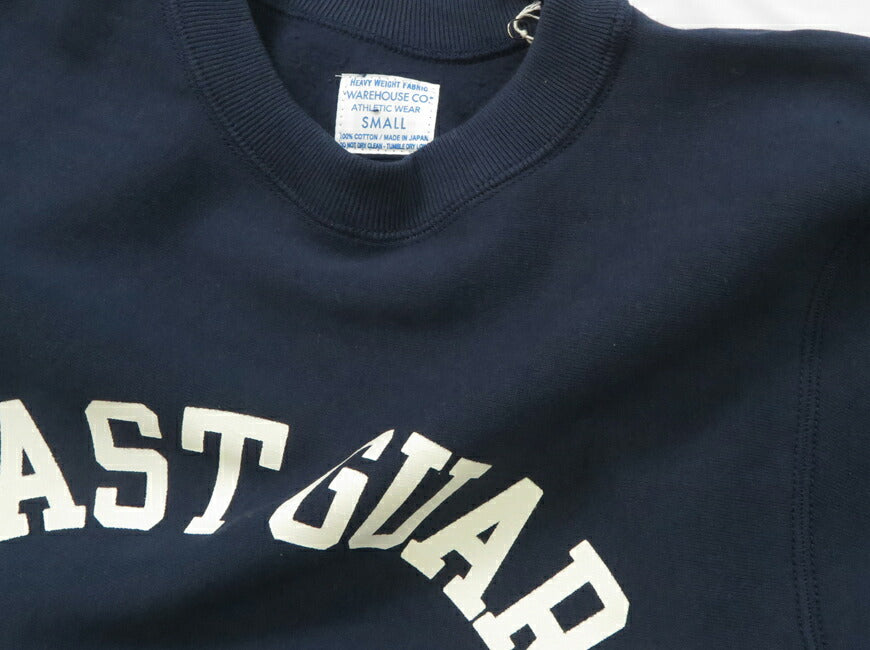 ウェアハウス WAREHOUSE 長袖 リバーススタイル クルーネック プリント スウェット トレーナー COAST GUARD WH483 【2024-25年秋冬新作】