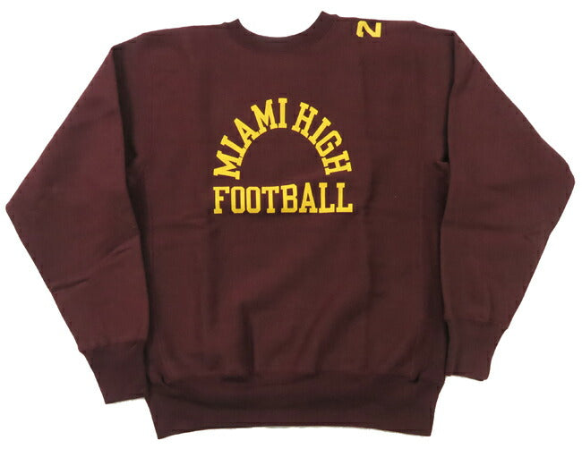 ウェアハウス WAREHOUSE 長袖 リバーススタイル クルーネック プリント スウェット トレーナー MIAMI HIGH FOOTBALL WH483 【2024-25年秋冬新作】