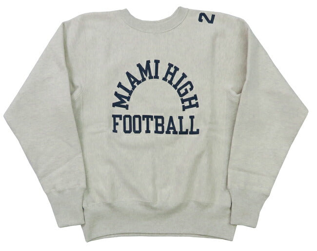 ウェアハウス WAREHOUSE 長袖 リバーススタイル クルーネック プリント スウェット トレーナー MIAMI HIGH FOOTBALL WH483 【2024-25年秋冬新作】
