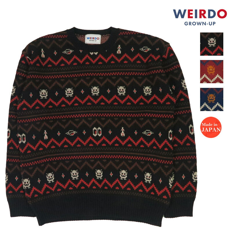 WEIRDO ウィアード コットンジャガードニット クルーネック セーター LOOK INVADING WRD5310 GLAD HAND グラッドハンド 【2025年秋冬新作】