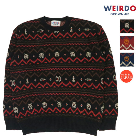 WEIRDO ウィアード コットンジャガードニット クルーネック セーター LOOK INVADING WRD5310 GLAD HAND グラッドハンド 【2025年秋冬新作】