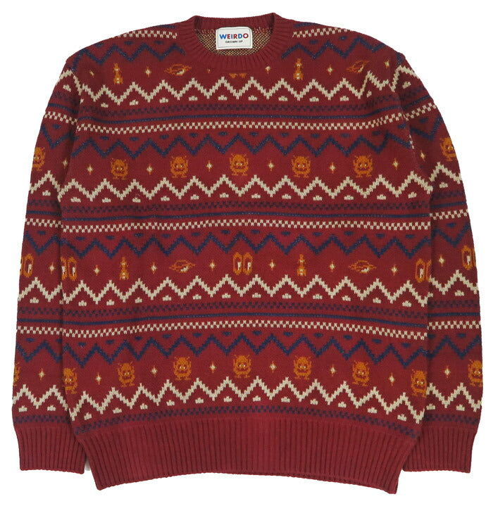 WEIRDO ウィアード コットンジャガードニット クルーネック セーター LOOK INVADING WRD5310 GLAD HAND グラッドハンド 【2025年秋冬新作】