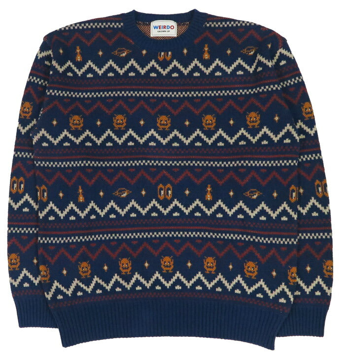 WEIRDO ウィアード コットンジャガードニット クルーネック セーター LOOK INVADING WRD5310 GLAD HAND グラッドハンド 【2025年秋冬新作】