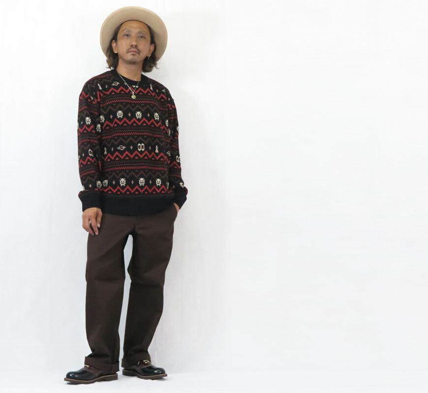 WEIRDO ウィアード コットンジャガードニット クルーネック セーター LOOK INVADING WRD5310 GLAD HAND グラッドハンド 【2025年秋冬新作】