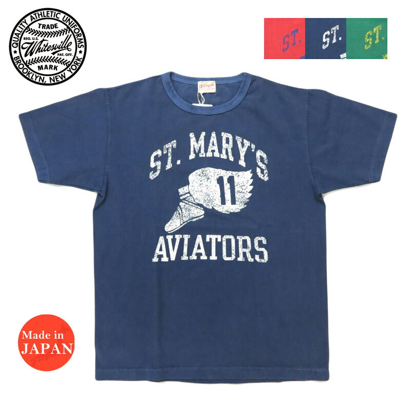 WHITES VILLE ホワイツビル 半袖 クルーネック St. Mary’s Aviatorsピグメントダイ Tシャツ WV79533 【2025年春夏新作】